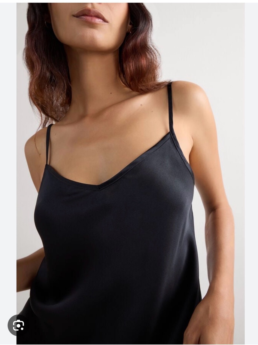 Black Satin V-Neck Cami